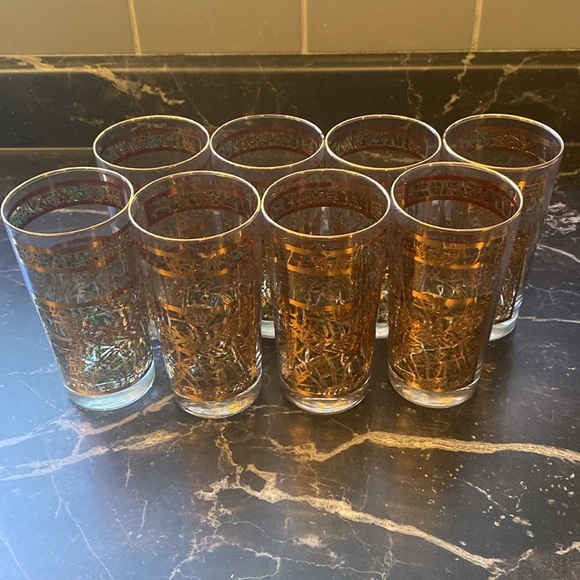 8 Vintage Dominion Glass Company  Gold Rimmed Glass Tumblers. Made in Canada - Picture 16 of 17